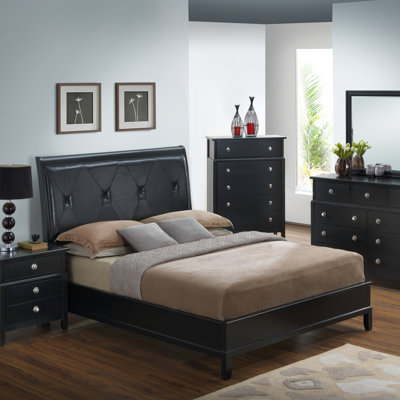 Glory Furniture Houston Upholstered Panel Bed
