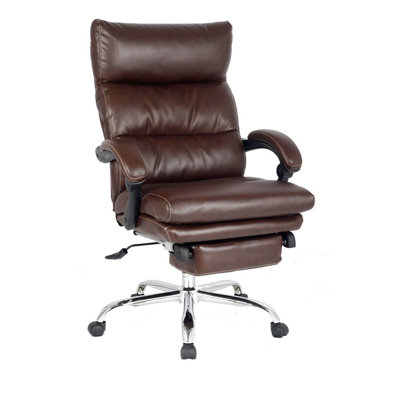 Viva Office High-Back Leather Executive Chair with Double Thick Padded Headrest and Armrest