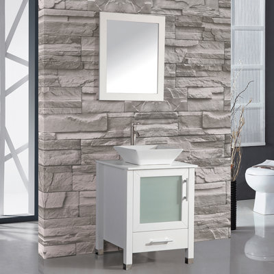 MTDVanities Malta 24" Single Sink Bathroom Vanity Set with Mirror ...