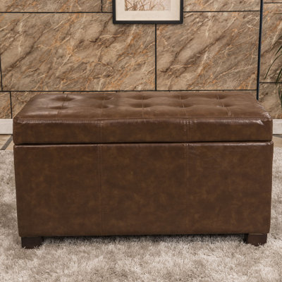 Bellasario Collection Elegant Waxed Texture Tufted Storage Ottoman