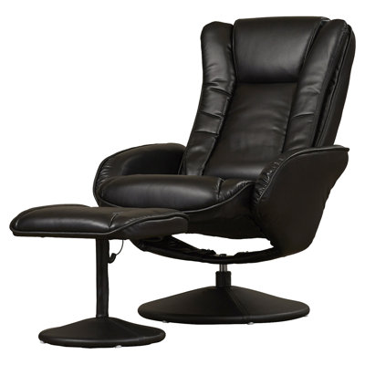 Alcott Hill Leather Heated Massage Recliner with Ottoman