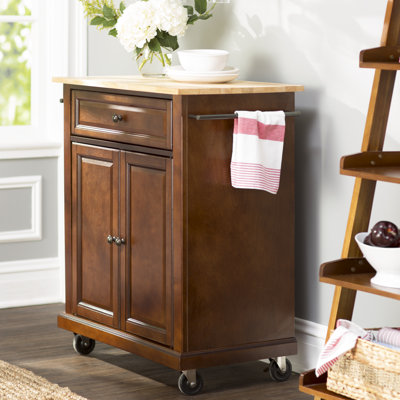 Charlton Home Bexton Kitchen Cart with Natural W..
