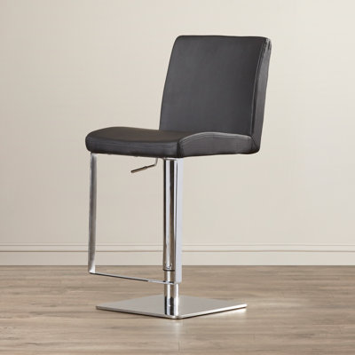 Wade Logan Wesley Adjustable Height Swivel Bar Stool with Cushion
