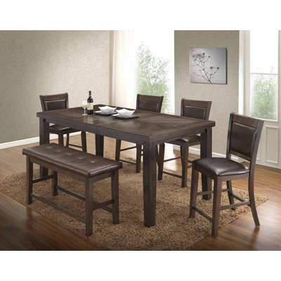 BestMasterFurniture Walnut 6 Piece Counter Height Dining Set