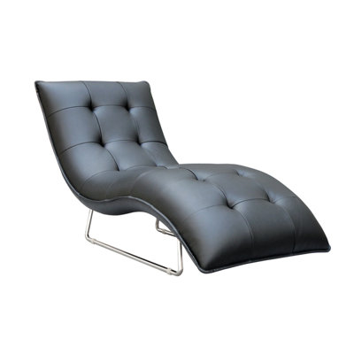 Container Hill Living Grain Leather Chaise Lounge