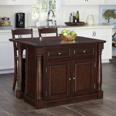 August Grove Shyanne Kitchen Island Set with Gra..