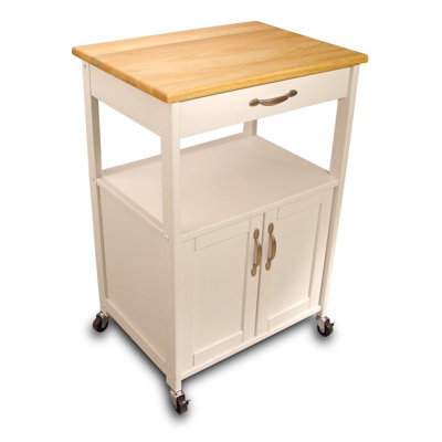 August Grove Allie Kitchen Cart with Wood Top