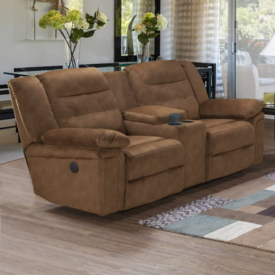 Loon Peak Hodgdon Serta Upholstery Power Double Recliner Loveseat
