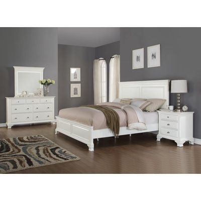 Roundhill Furniture Laveno Panel 4 Piece Bedroom..