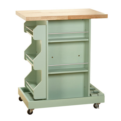 Bungalow Rose Terhune Kitchen Cart with Wood Top