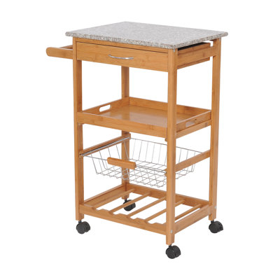 HomCom Kitchen Cart with Granite Top