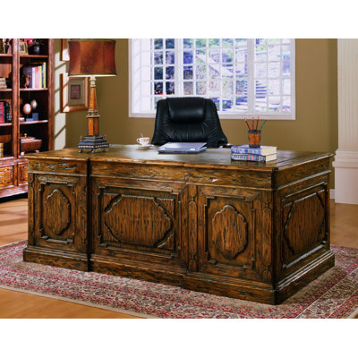 Eastern Legends Burgundy Executive Desk with File Cabinet