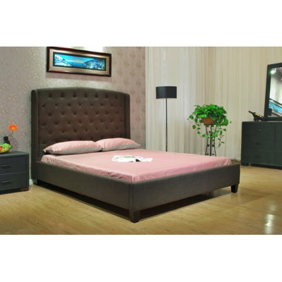 Greatime Queen Upholstered Panel Bed