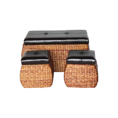 Attraction Design Home 3 Piece Wicker Trunk and Ottoman Set