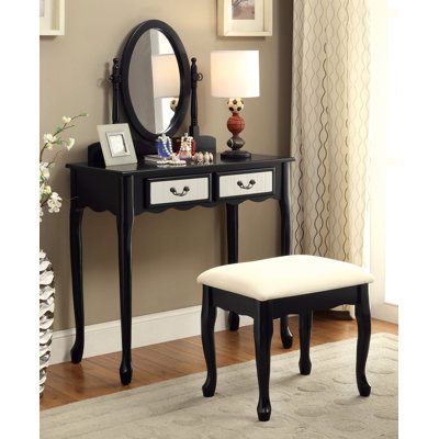 Rosalind Wheeler Bakewell Vanity Set with Mirror