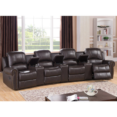 Amax Bloomington Leather 4-Seat Home Theater Recliner