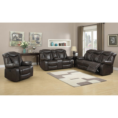 Living In Style Madison 3 Piece Leather Living Room Set