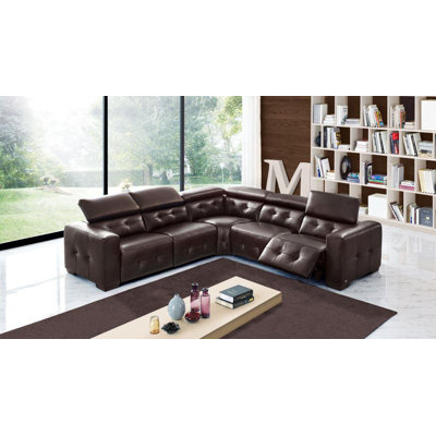 Latitude Run Tammie Leather Sectional with 2 Power Recliners