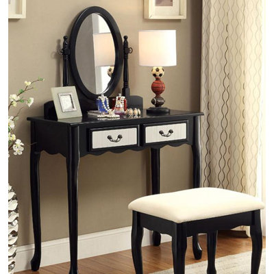 A&J Homes Studio Oreo Vanity Set with Mirror