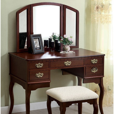 A&J Homes Studio Moon Vanity Set with Mirror