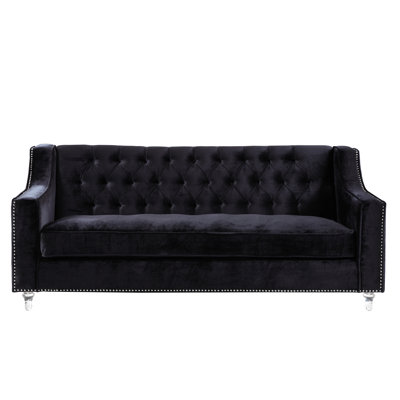 Iconic Home Dylan Silver Nailhead Trim Button Tufted Sofa