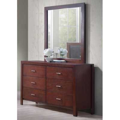 Best Quality Furniture 6 Drawer Dresser with Mirror