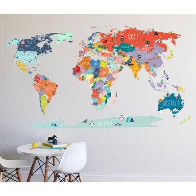 The Lovely Wall Company World Interactive Map Wall Decal & Reviews ...