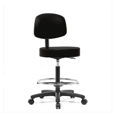 Perch Chairs & Stools Height Adjustable Exam Stool with Basic Backrest and Foot Ring