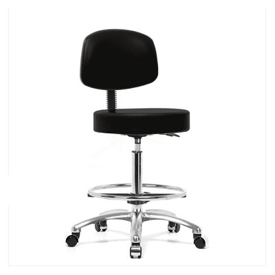 Perch Chairs & Stools Height Adjustable Exam Stool with Basic Backrest and Foot Ring