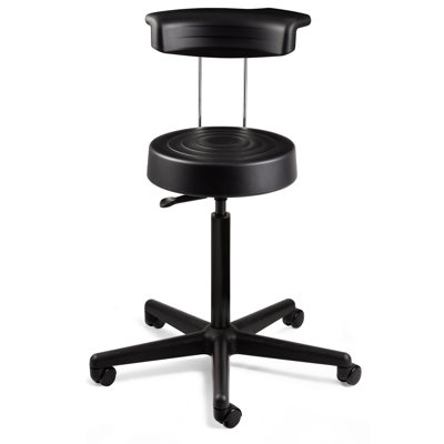 BEVCO ErgoLux Height Adjustable Stool with Backrest and Dual-Wheel Hard Floor Casters