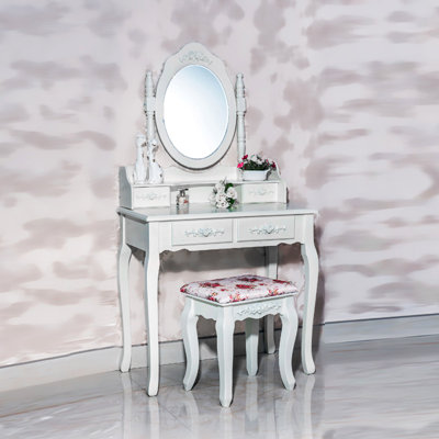 White Label Co. Nefertiti 4 Drawer Vanity Set wi..