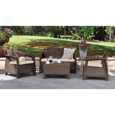 Corfu 4 Piece Deep Seating Group with Cushions by Keter