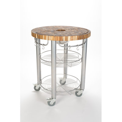 Chris & Chris Pro Stadium Kitchen Cart with Butcher Block Top