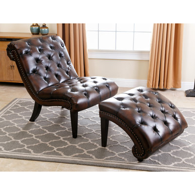 Darby Home Co Delbert Leather Chaise Lounge