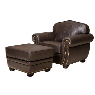 Darby Home Co Morgenstern Leather Armchair and O..