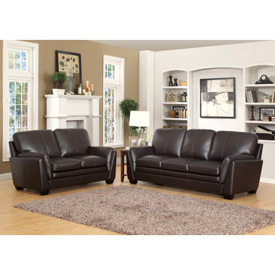 Darby Home Co Whitstran Top Grain Leather Sofa a..