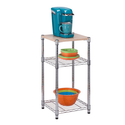 Honey Can Do 3 Tier Chrome and Wood Shelf