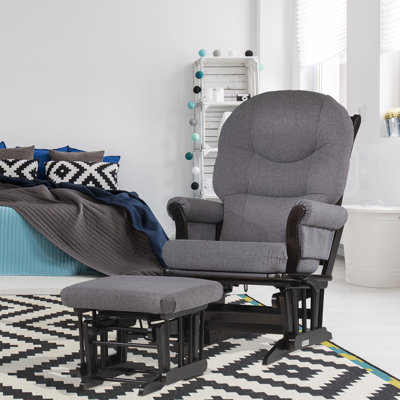 Dutailier Ultramotion Multi-Position Recline Sleigh Glider with Rounded Cushion and Ottoman