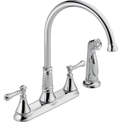 Delta Cassidy Double Handle Deck Mounted Kitchen Faucet With Spray Delta Cassidy Double Handle Deck Mounted Kitchen Faucet With Spray