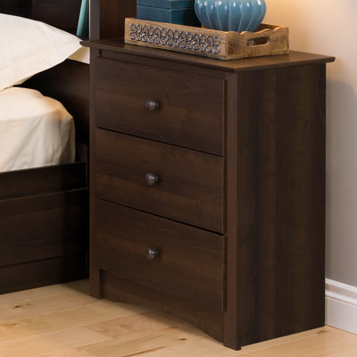 Prepac Fremont Tall Espresso 3 Drawer Nightstand