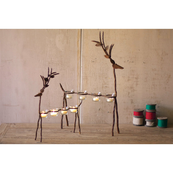 2Piece Reindeer Tealight Holder Set Joss & Main