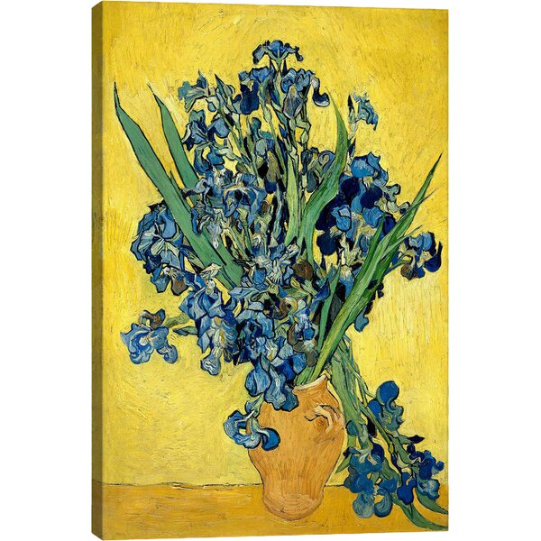 Vase with Irises Against a Yellow Background by Van Gogh Canvas Print ...