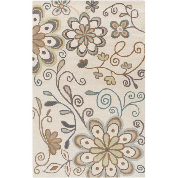Rachel Beige Floral Wool HandTufted Area Rug & Reviews Joss & Main