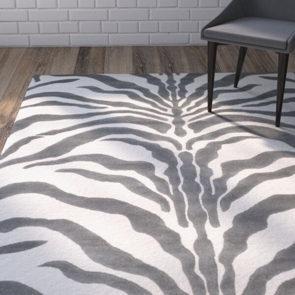 Sandra Gray & Silver Animal Print Wool Hand-Tufted Area Rug & Reviews ...