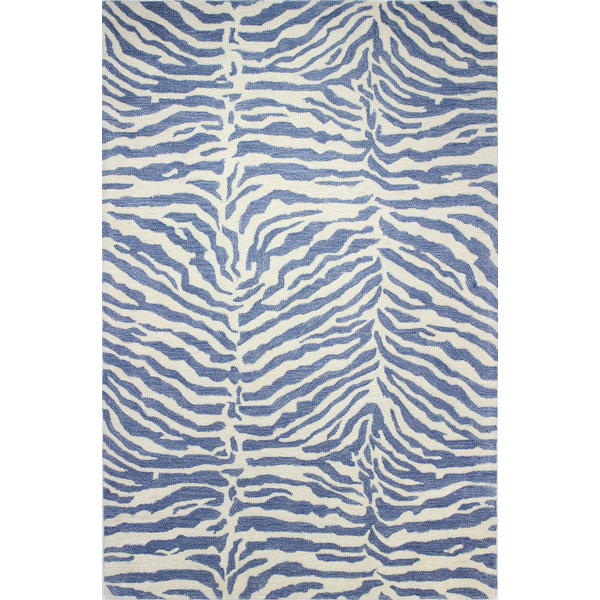 Sabri Blue Animal Print Wool HandTufted Area Rug & Reviews Joss & Main
