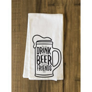 Good Beer Good Friends Black Tea Towel