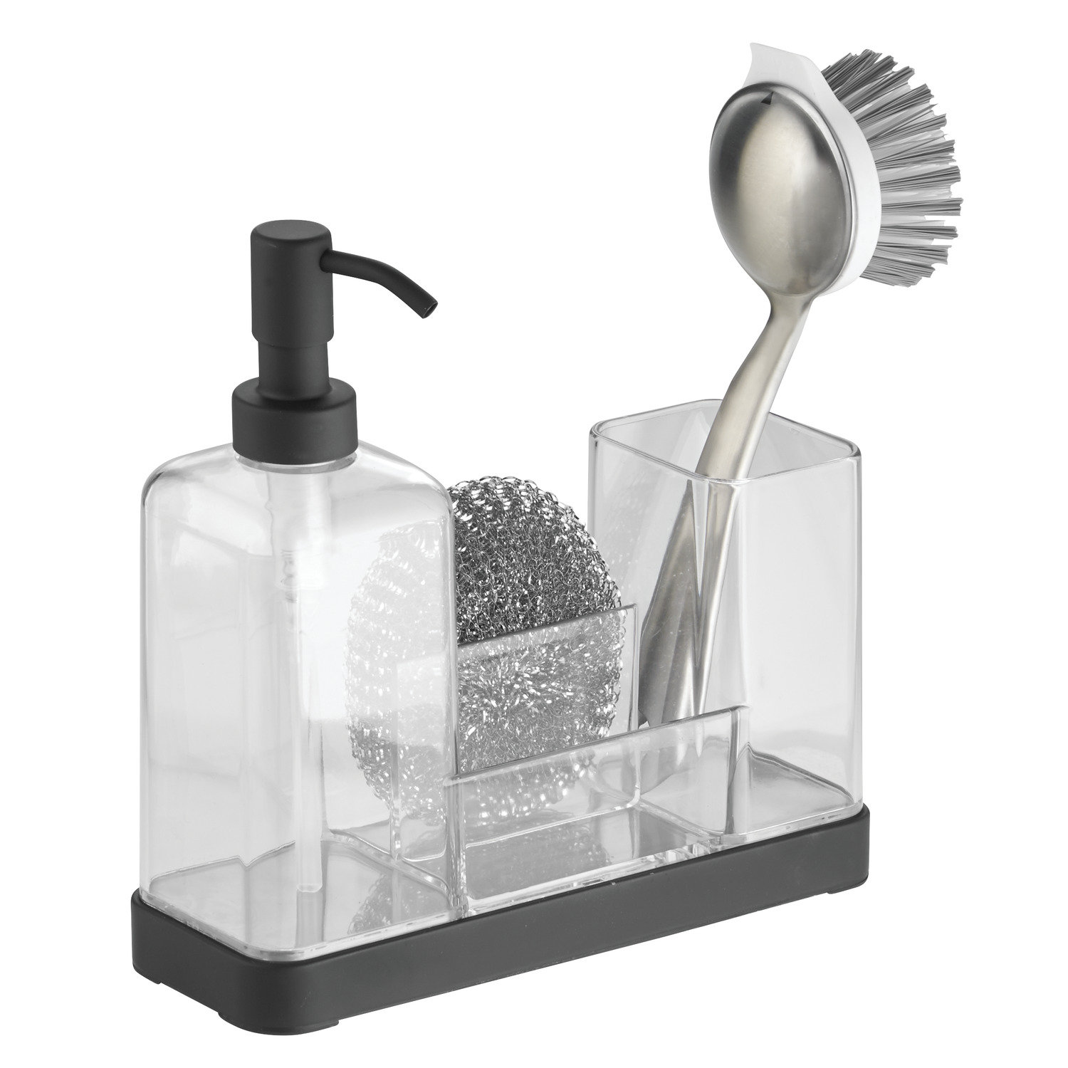 InterDesign Forma Kitchen Soap Dispenser Pump, Sponge, Scrubby and Dish