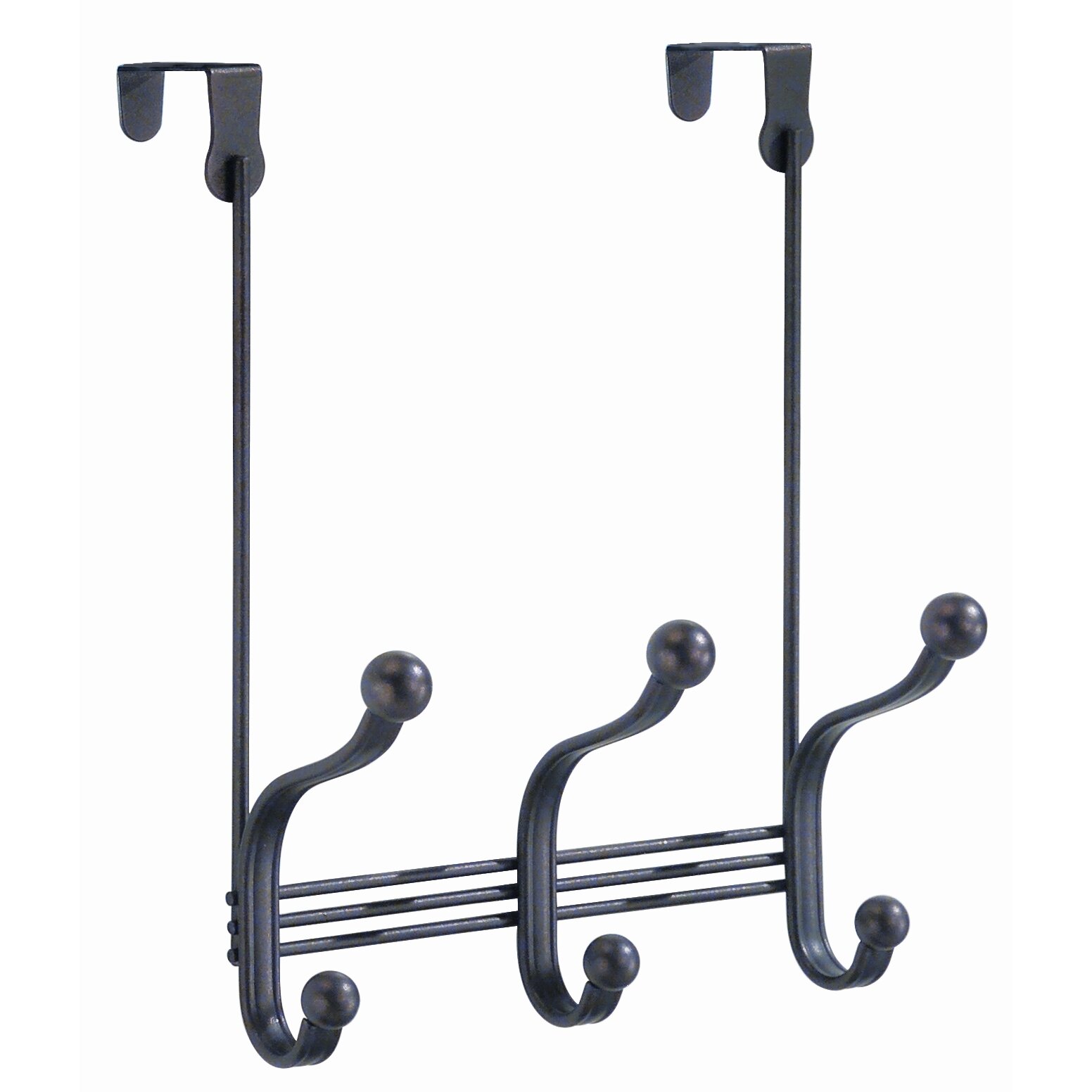 IDESIGN York Lyra Steel Wall Mount 8-Hook Storage Rack – 12.75″ x 3.5″ x 5″, Bronze