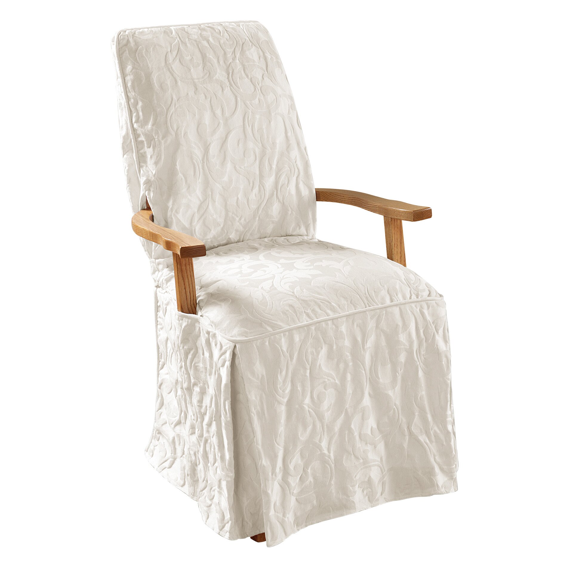 Sure Fit Matelasse Damask Arm Long Chair Slipcover 47293