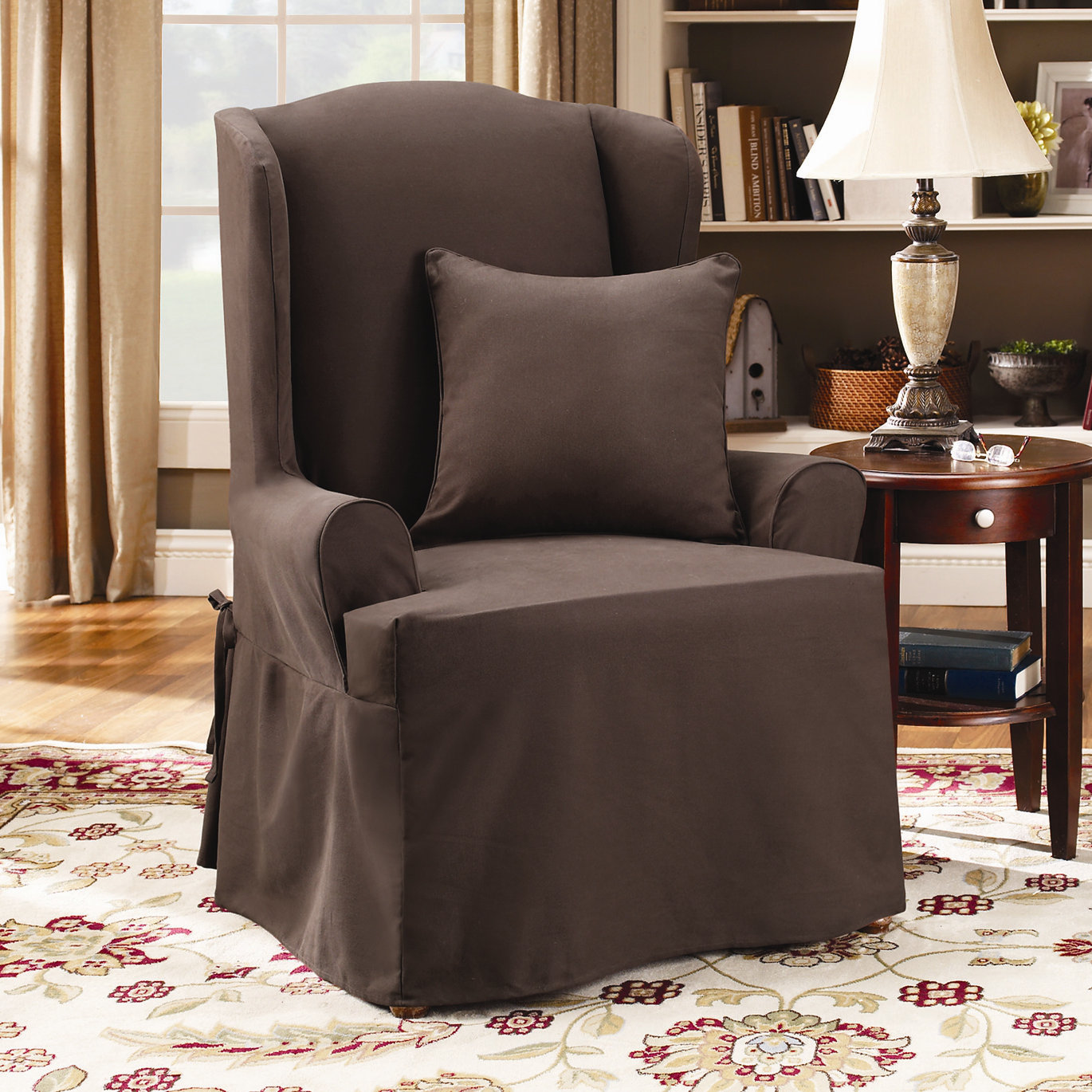Sure Fit Twill Supreme Wing Chair Slipcover & Reviews Wayfair